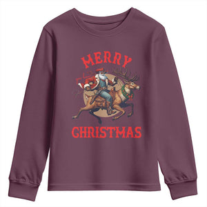 Black Santa Claus Youth Sweatshirt African American Cowboy Christmas - Print Your Wear
