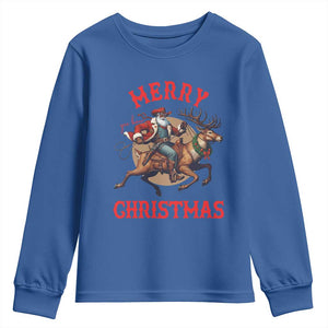 Black Santa Claus Youth Sweatshirt African American Cowboy Christmas - Print Your Wear