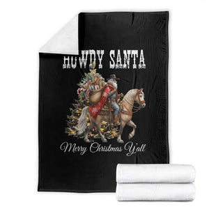 Black Santa Christmas Throw Blanket African American Western Cowboy - Print Your Wear