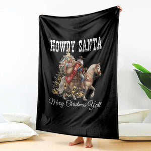 Black Santa Christmas Throw Blanket African American Western Cowboy - Print Your Wear