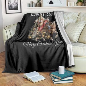 Black Santa Christmas Throw Blanket African American Western Cowboy - Print Your Wear
