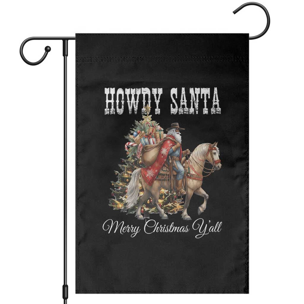 Black Santa Christmas Garden Flag African American Western Cowboy - Print Your Wear