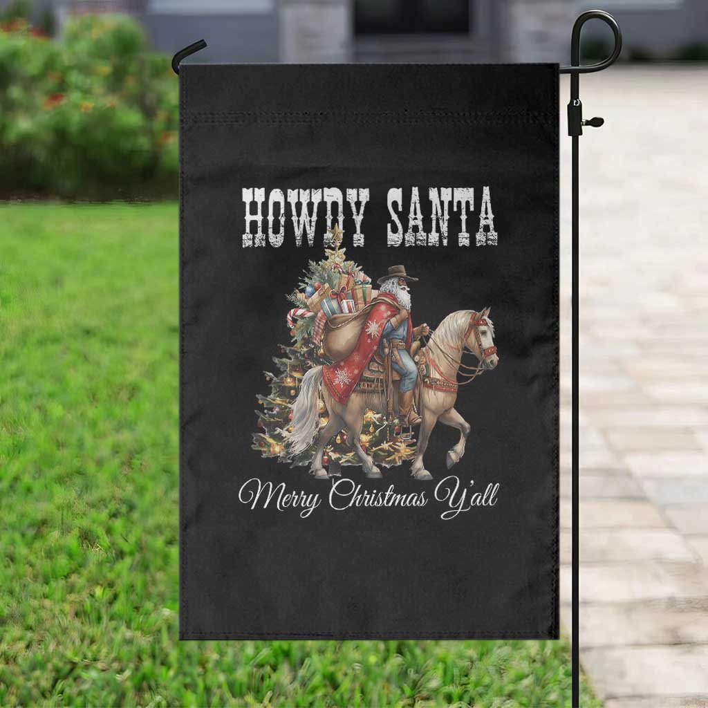 Black Santa Christmas Garden Flag African American Western Cowboy - Print Your Wear