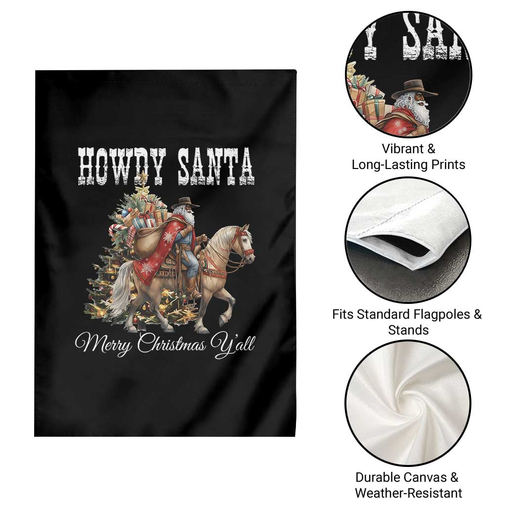 Black Santa Christmas Garden Flag African American Western Cowboy - Print Your Wear