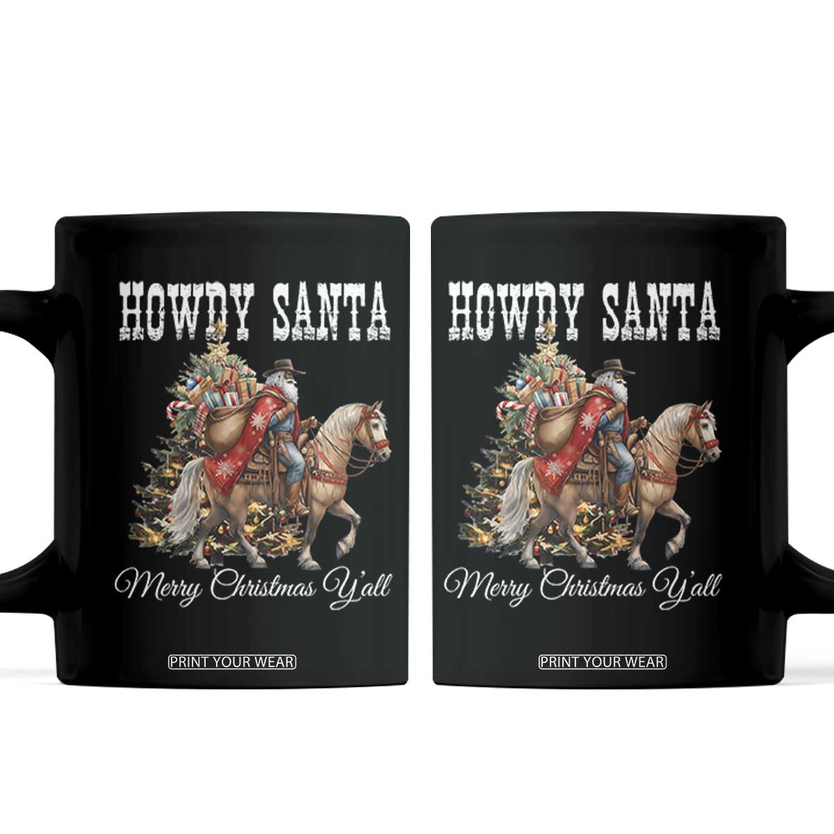 Black Santa Christmas Coffee Mug African American Western Cowboy - Print Your Wear