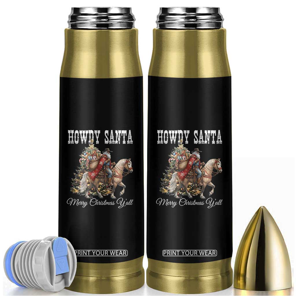 Black Santa Christmas Bullet Tumbler African American Western Cowboy TS14 Black Print Your Wear