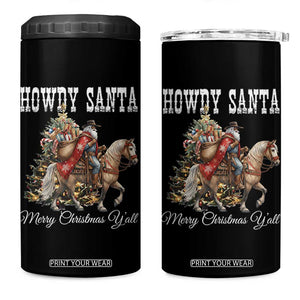 Black Santa Christmas 4 in 1 Can Cooler Tumbler African American Western Cowboy - Print Your Wear