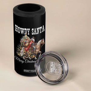 Black Santa Christmas 4 in 1 Can Cooler Tumbler African American Western Cowboy - Print Your Wear