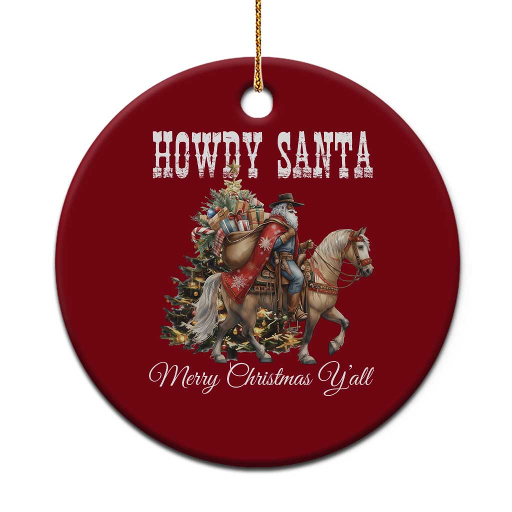 Black Santa Christmas Ceramic Ornament African American Western Cowboy - Print Your Wear