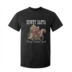 Black Santa Christmas T Shirt For Kid African American Western Cowboy - Print Your Wear