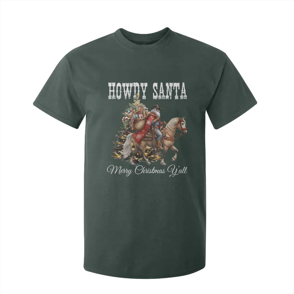 Black Santa Christmas T Shirt For Kid African American Western Cowboy - Print Your Wear