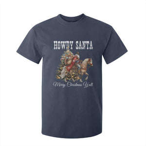 Black Santa Christmas T Shirt For Kid African American Western Cowboy - Print Your Wear