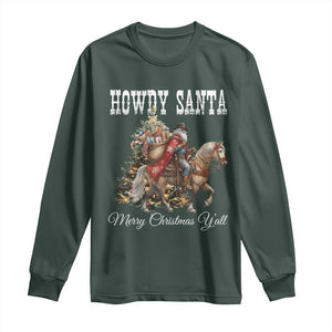 Black Santa Christmas Long Sleeve Shirt African American Western Cowboy TS14 Dark Forest Green Print Your Wear