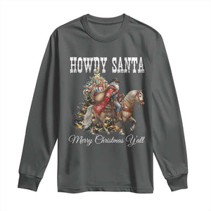 Black Santa Christmas Long Sleeve Shirt African American Western Cowboy - Print Your Wear