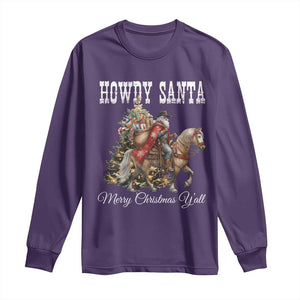 Black Santa Christmas Long Sleeve Shirt African American Western Cowboy - Print Your Wear