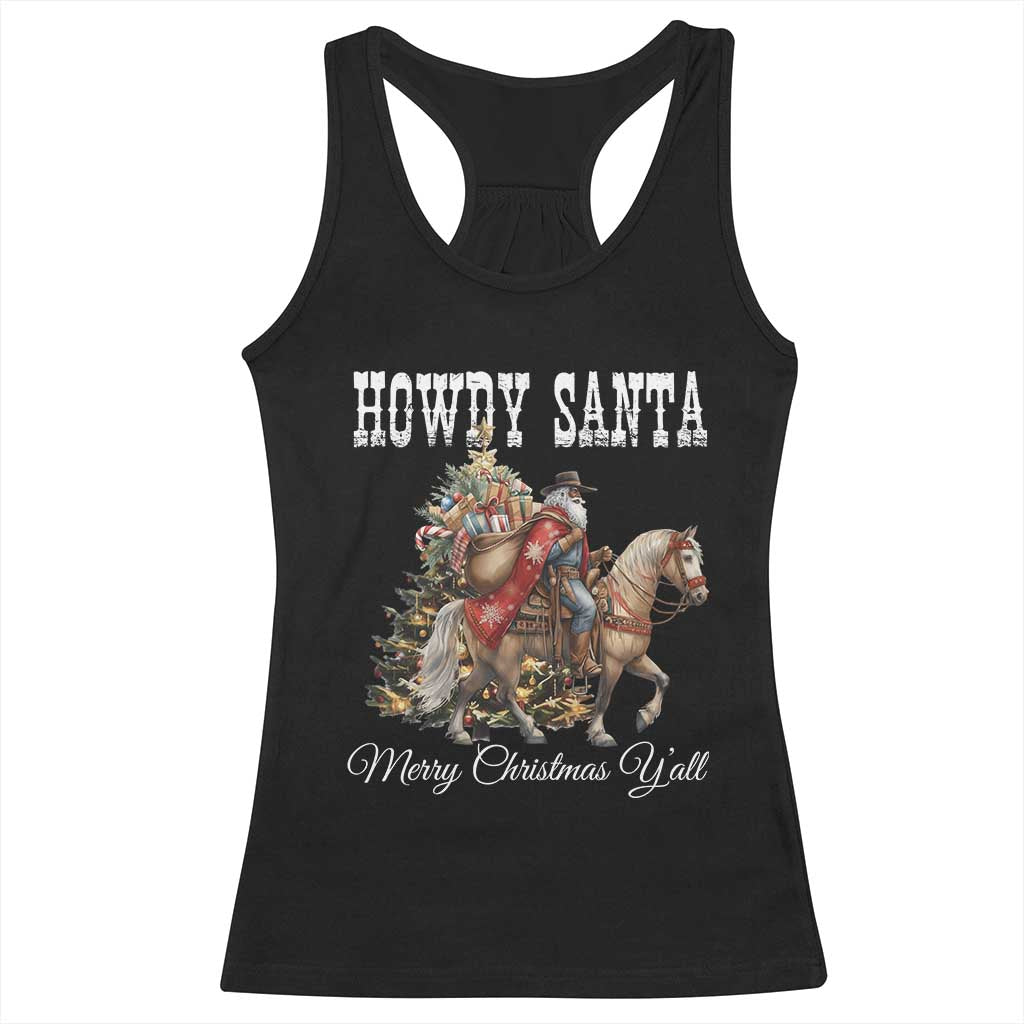 Black Santa Christmas Racerback Tank Top African American Western Cowboy - Print Your Wear