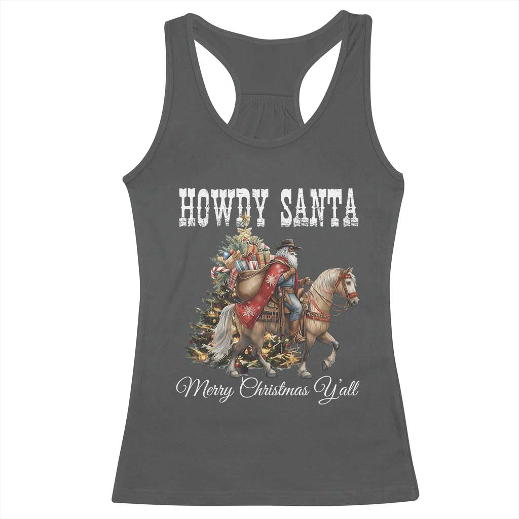 Black Santa Christmas Racerback Tank Top African American Western Cowboy TS14 Dark Heather Print Your Wear