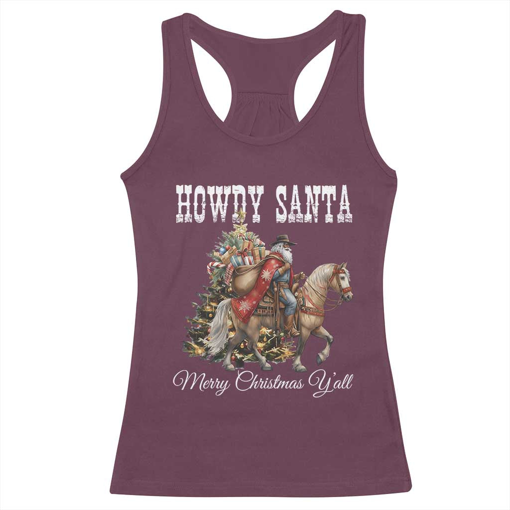Black Santa Christmas Racerback Tank Top African American Western Cowboy - Print Your Wear