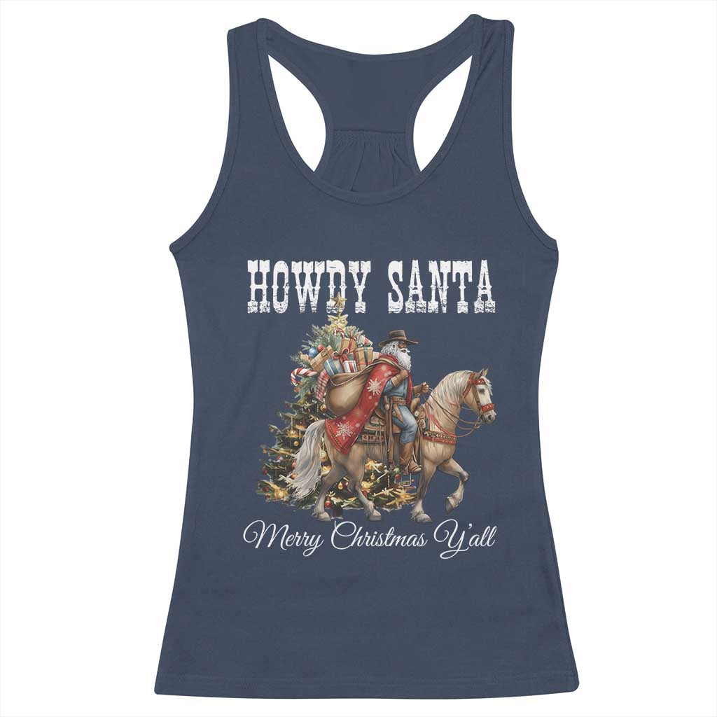 Black Santa Christmas Racerback Tank Top African American Western Cowboy - Print Your Wear