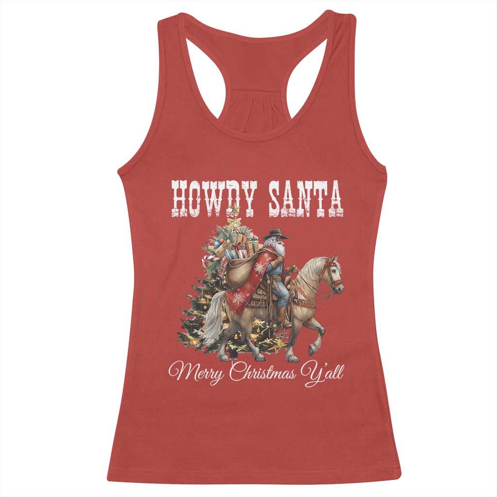 Black Santa Christmas Racerback Tank Top African American Western Cowboy - Print Your Wear