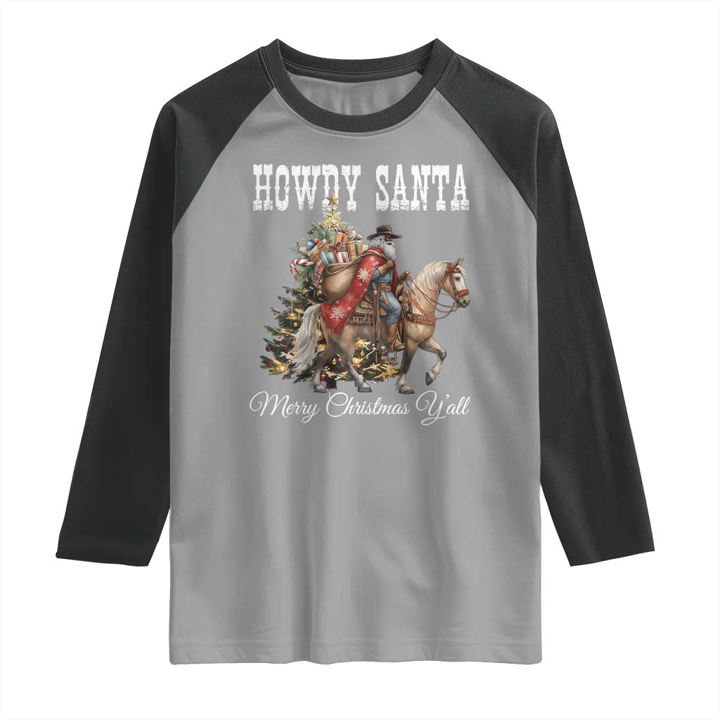 Black Santa Christmas Raglan Shirt African American Western Cowboy TS14 Sport Gray Black Print Your Wear