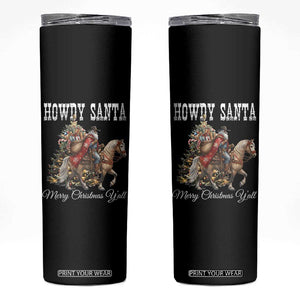 Black Santa Christmas Skinny Tumbler African American Western Cowboy - Print Your Wear