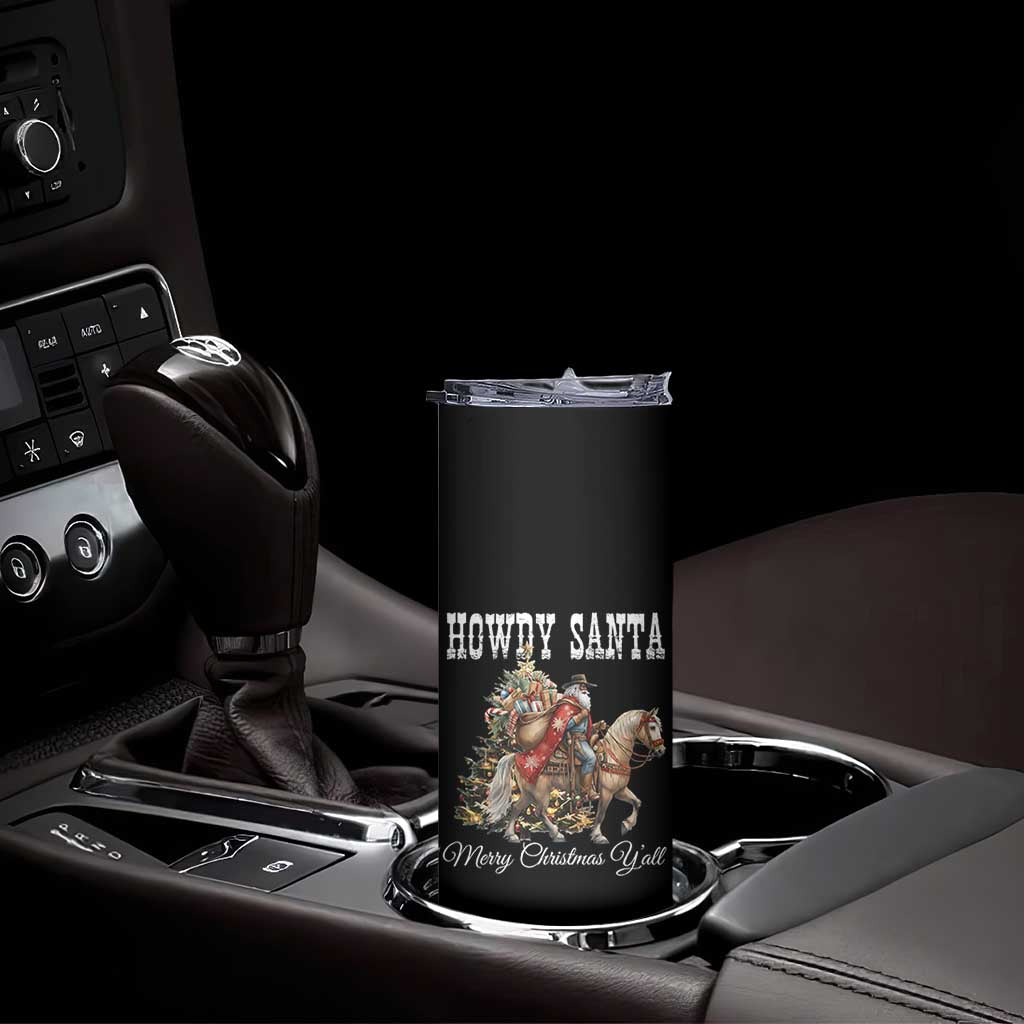 Black Santa Christmas Skinny Tumbler African American Western Cowboy - Print Your Wear