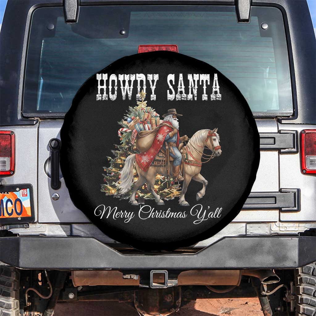 Black Santa Christmas Spare Tire Cover African American Western Cowboy - Print Your Wear