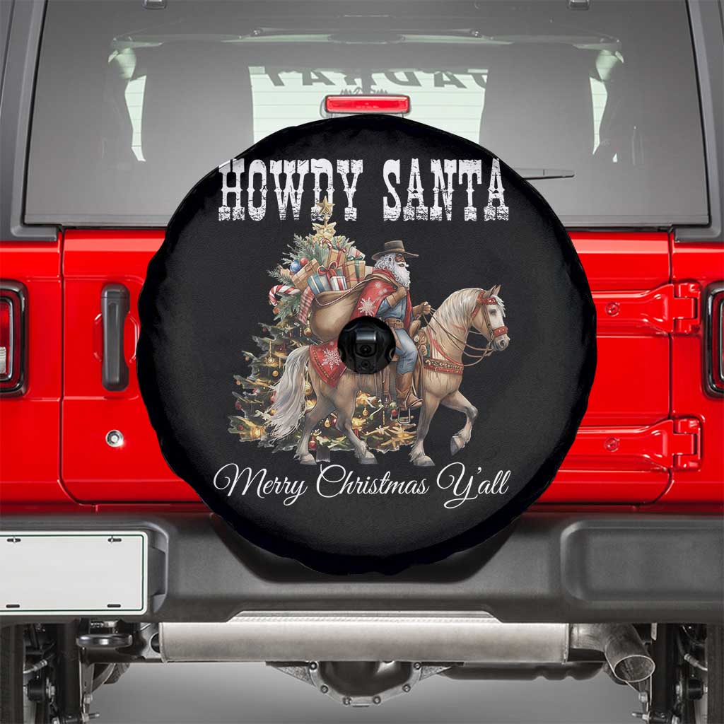 Black Santa Christmas Spare Tire Cover African American Western Cowboy TS14 Black Print Your Wear