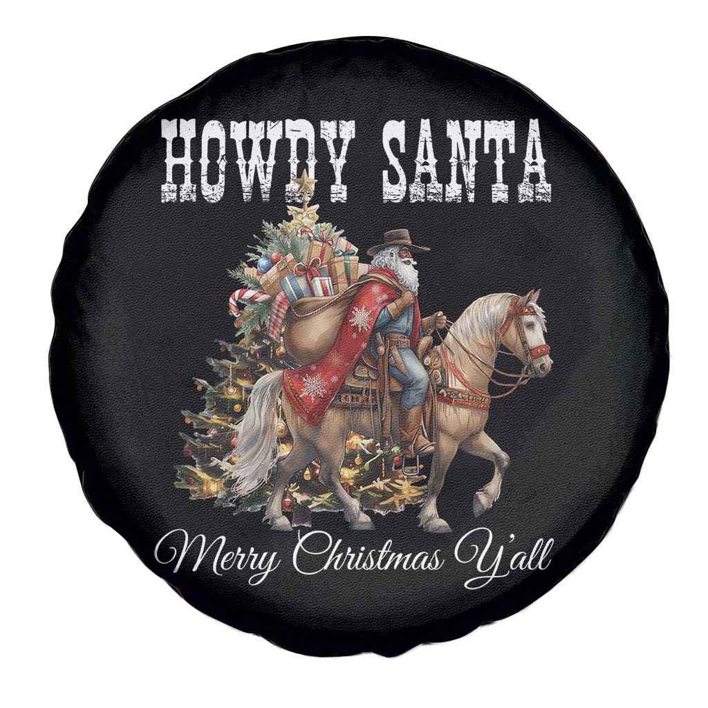 Black Santa Christmas Spare Tire Cover African American Western Cowboy - Print Your Wear