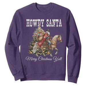 Black Santa Christmas Sweatshirt African American Western Cowboy - Print Your Wear