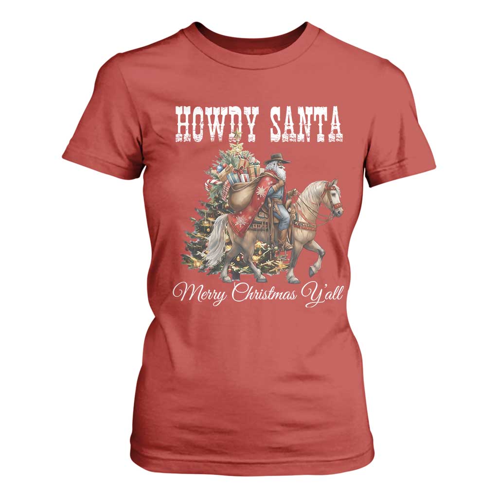 Black Santa Christmas T Shirt For Women African American Western Cowboy TS14 Red Print Your Wear