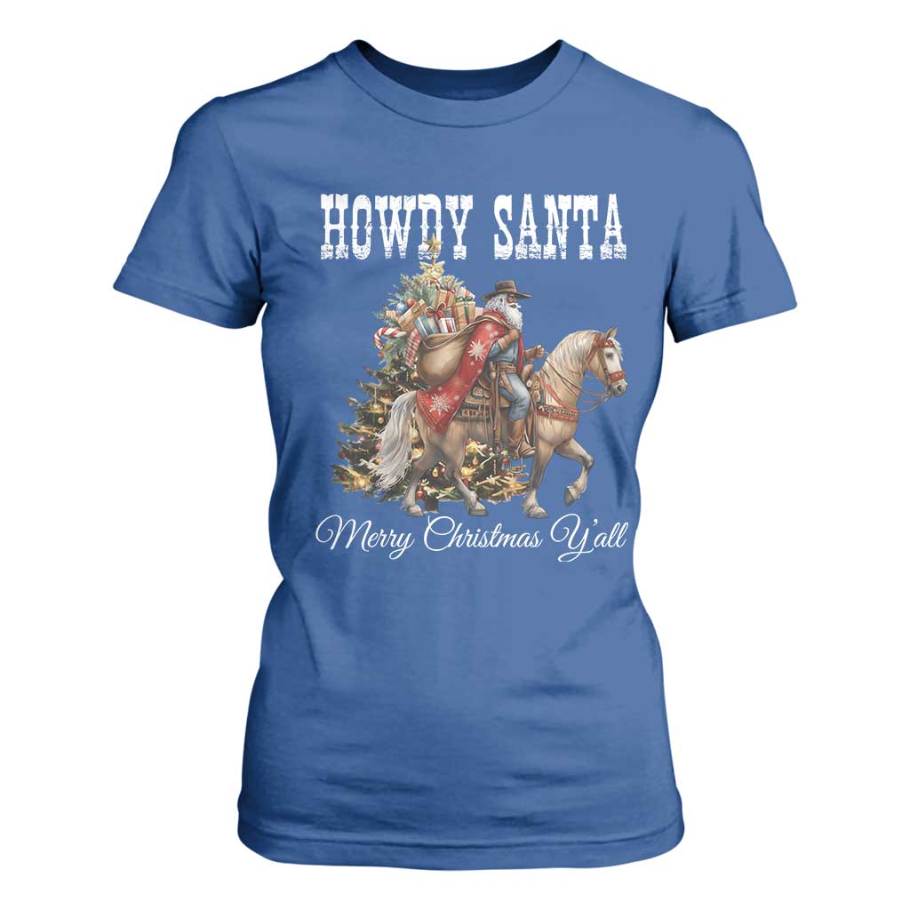 Black Santa Christmas T Shirt For Women African American Western Cowboy - Print Your Wear