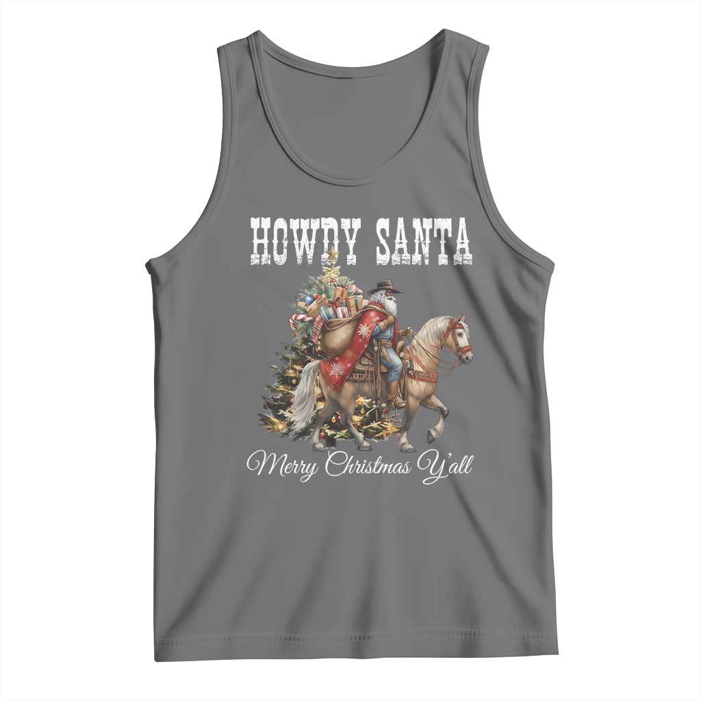 Black Santa Christmas Tank Top African American Western Cowboy TS14 Black Heather Print Your Wear