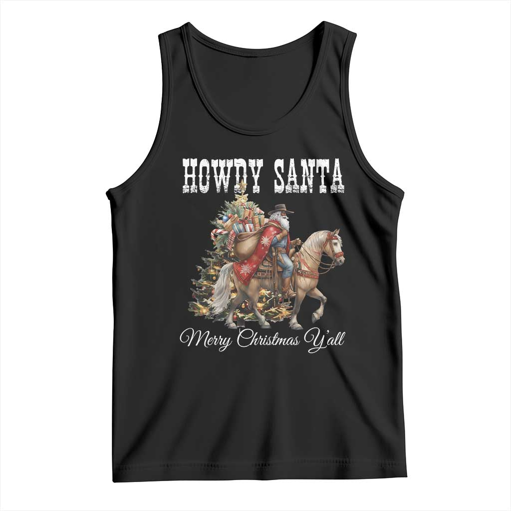 Black Santa Christmas Tank Top African American Western Cowboy TS14 Black Print Your Wear