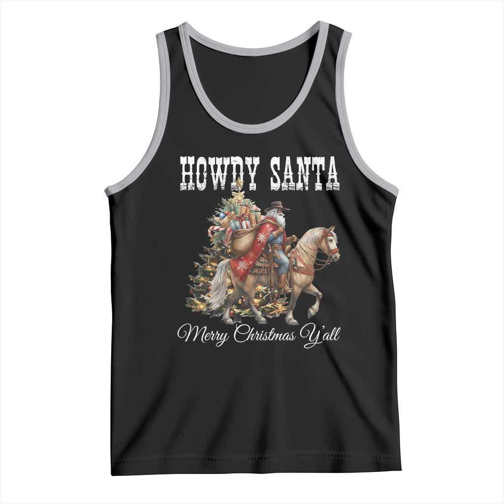 Black Santa Christmas Tank Top African American Western Cowboy TS14 Black Athletic Heather Print Your Wear