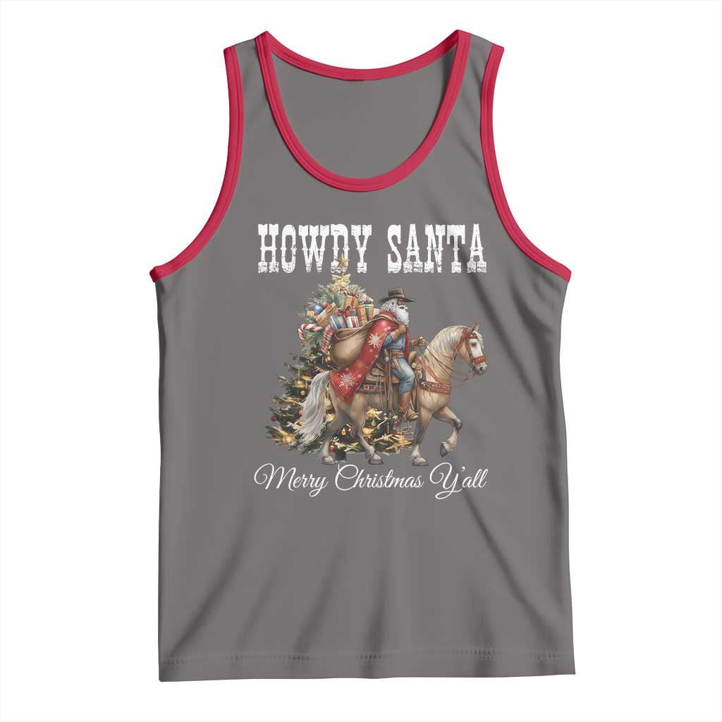 Black Santa Christmas Tank Top African American Western Cowboy TS14 Deep Heather Red Print Your Wear