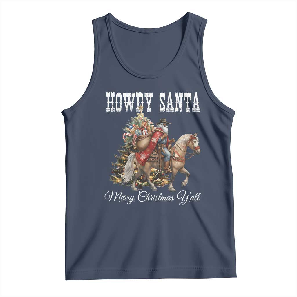 Black Santa Christmas Tank Top African American Western Cowboy TS14 Navy Print Your Wear
