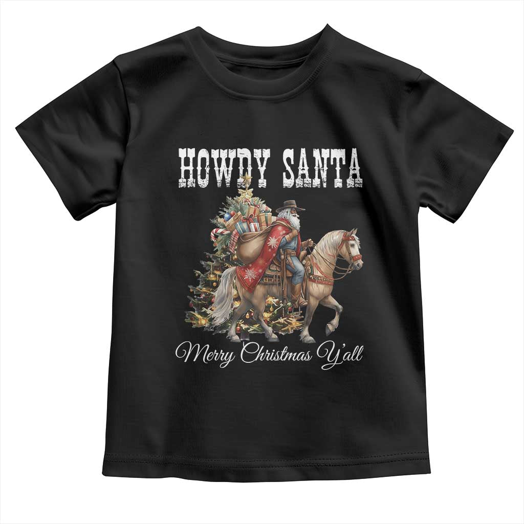 Black Santa Christmas Toddler T Shirt African American Western Cowboy - Print Your Wear