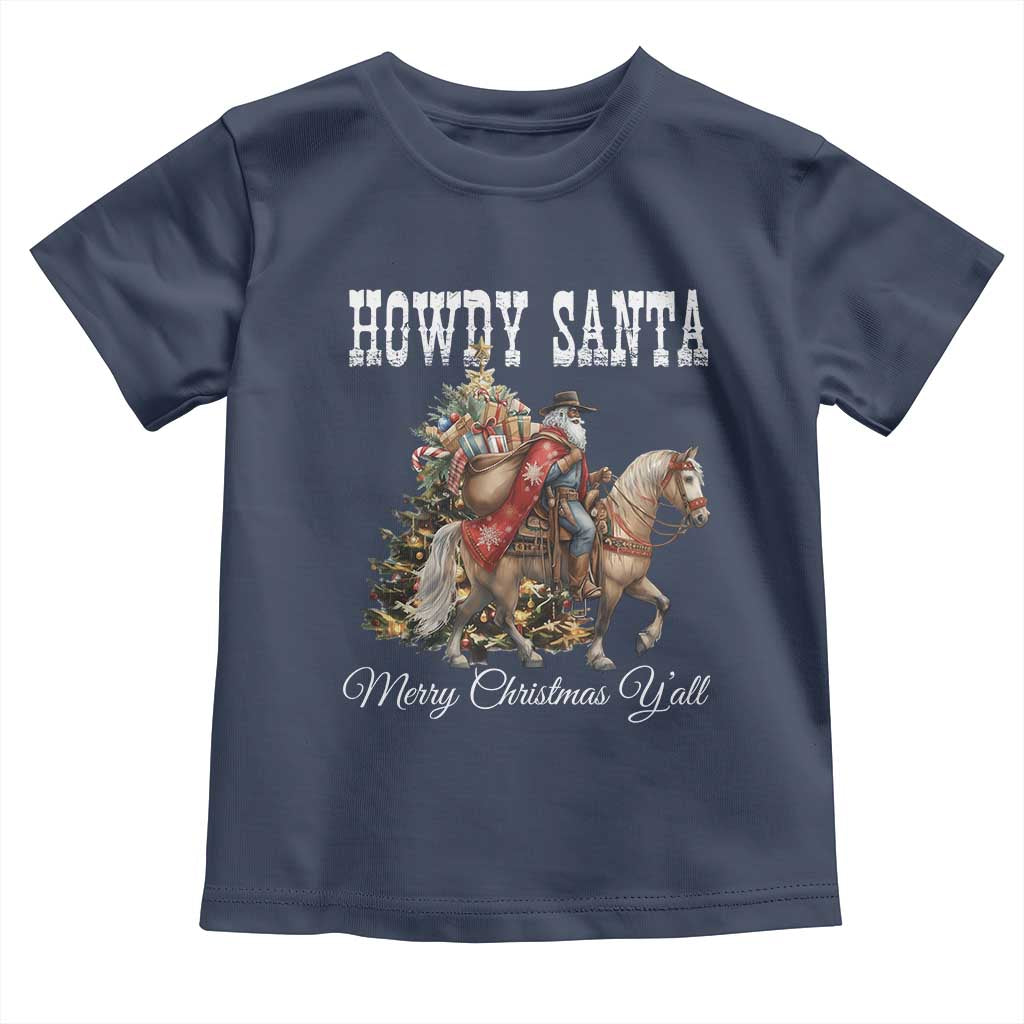 Black Santa Christmas Toddler T Shirt African American Western Cowboy - Print Your Wear
