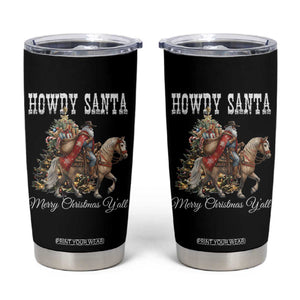 Black Santa Christmas Tumbler Cup African American Western Cowboy - Print Your Wear