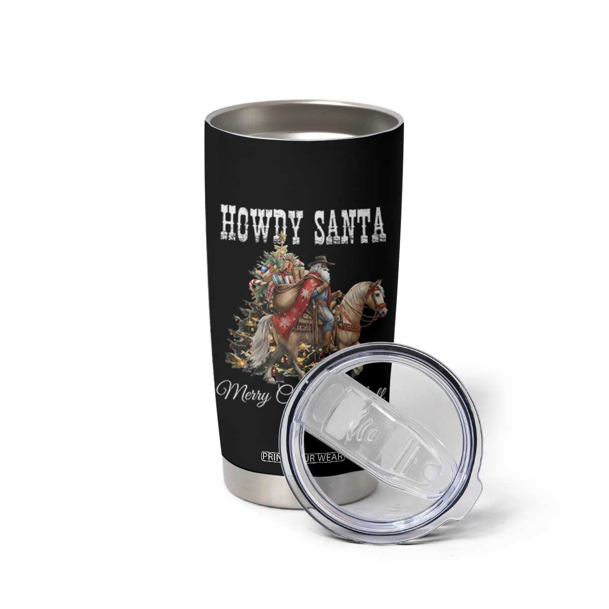 Black Santa Christmas Tumbler Cup African American Western Cowboy TS14 Print Your Wear