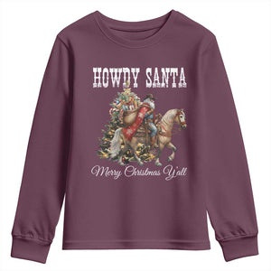 Black Santa Christmas Youth Sweatshirt African American Western Cowboy - Print Your Wear