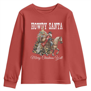 Black Santa Christmas Youth Sweatshirt African American Western Cowboy - Print Your Wear