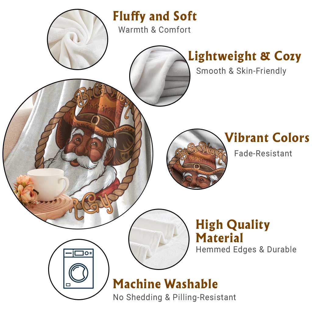 Black Santa Christmas Throw Blanket Big Nick Energy TS14 Print Your Wear