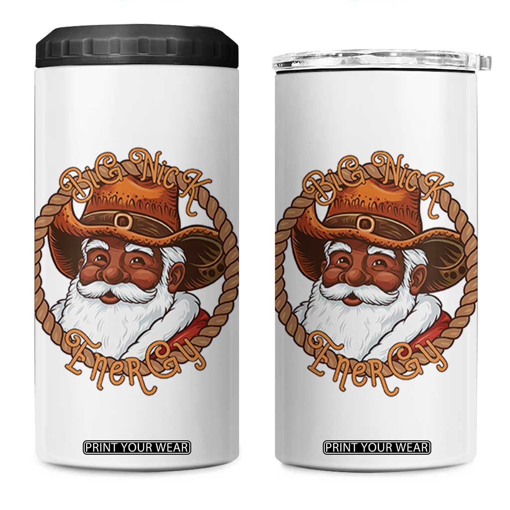 Black Santa Christmas 4 in 1 Can Cooler Tumbler Big Nick Energy TS14 One Size: 16 oz White Print Your Wear