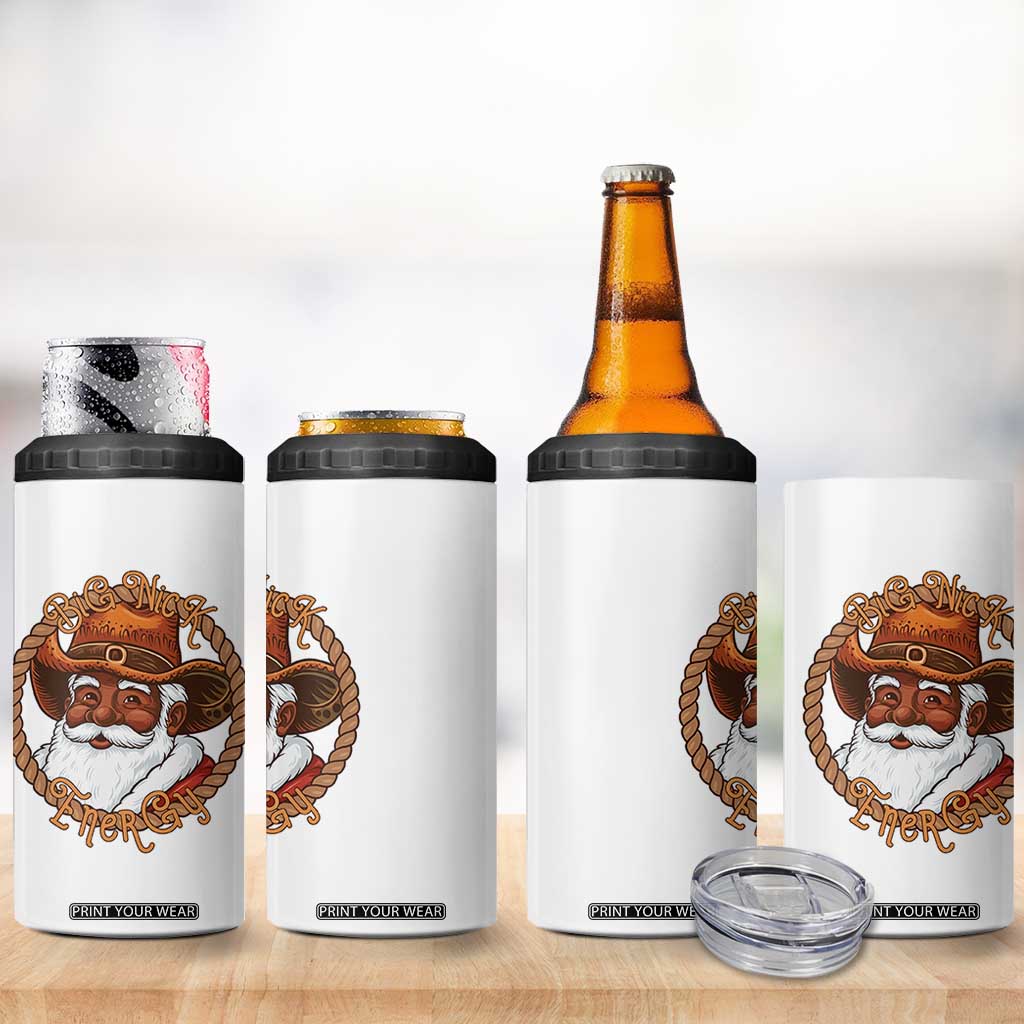 Black Santa Christmas 4 in 1 Can Cooler Tumbler Big Nick Energy TS14 Print Your Wear