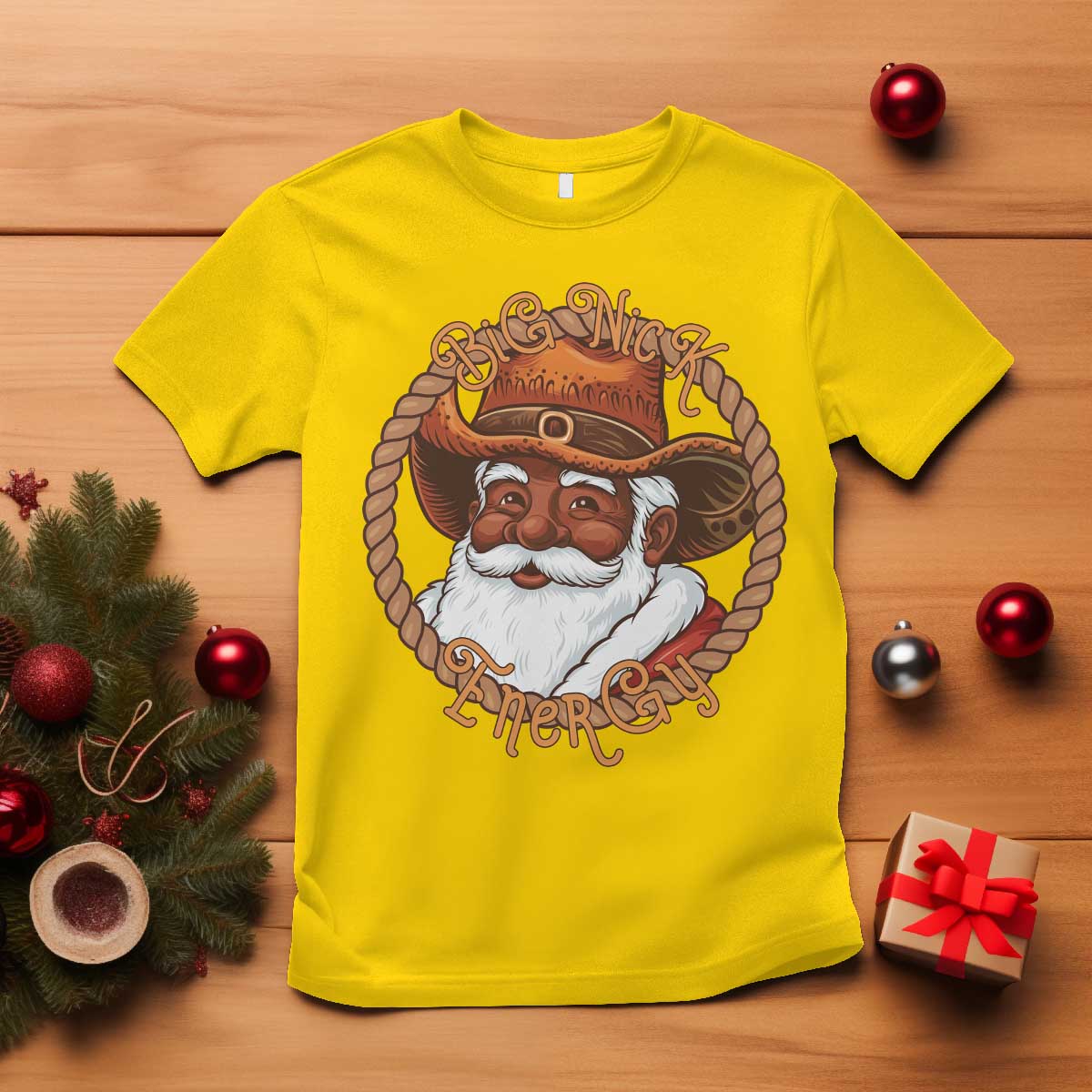 Black Santa Christmas T Shirt Big Nick Energy TS14 Daisy Print Your Wear