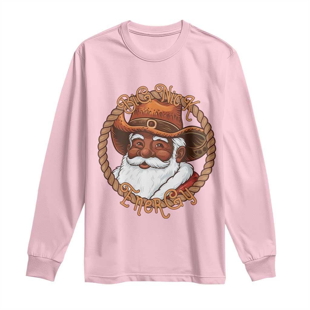 Black Santa Christmas Long Sleeve Shirt Big Nick Energy TS14 Light Pink Print Your Wear
