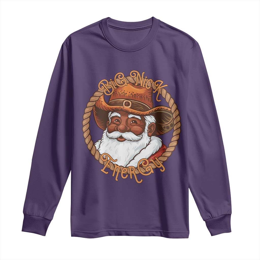 Black Santa Christmas Long Sleeve Shirt Big Nick Energy TS14 Purple Print Your Wear